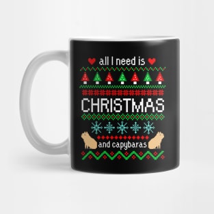 All I Need is Christmas and Capybaras Ugly Sweater Black Mug